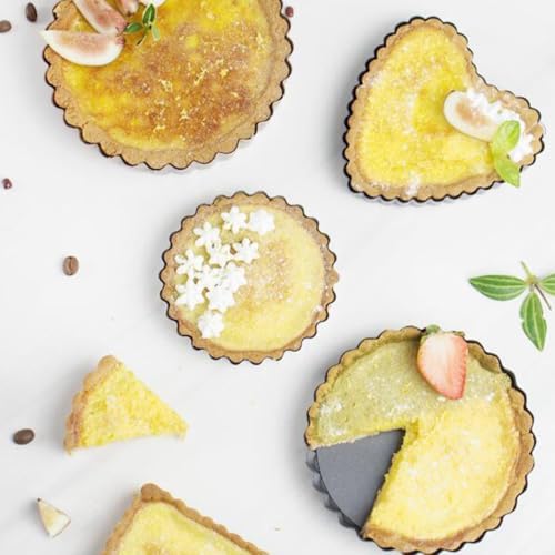 KALLORY Non-stick Egg Tart Mold and Metal Baking Cups Set, 4-inch