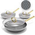 GreenPan Hybrid 6 Piece (8",10" & 12") Stainless Steel Skillets with Lids