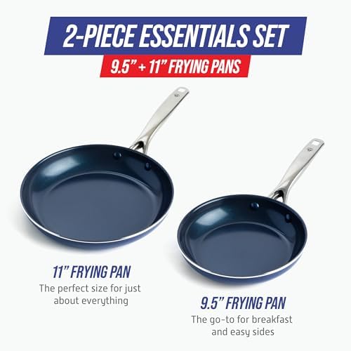 Blue Diamond 2 Piece Nonstick Frying Pan Set, 9.5” & 11" Skillets