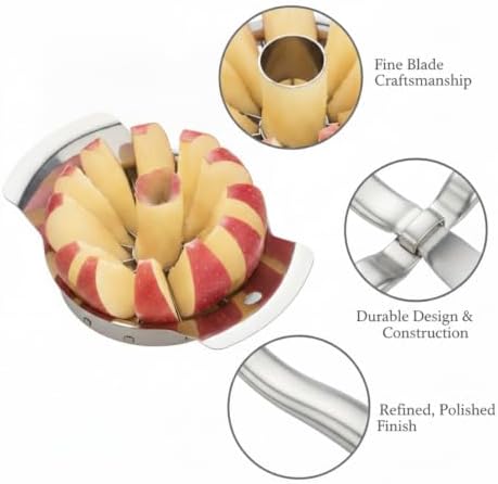 Apple Slicer Corer, Stainless Steel Fruit Wedger for Snacks and Pie