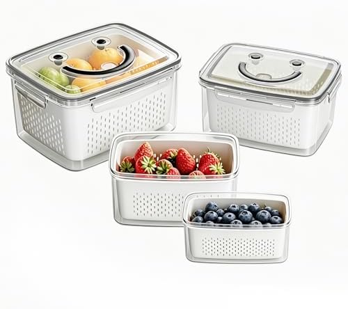 YudouTech 4 PCS Fruit Storage Containers with Removable Colander