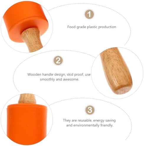 Abaodam 4pcs Silicone Rolling Pin Set Colored Wood Handles, Non-stick