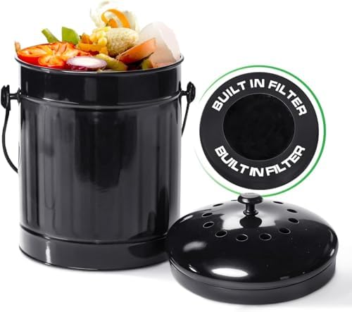 Plexon 1.5 Gallon Metal Compost Bin with Airflow Lid