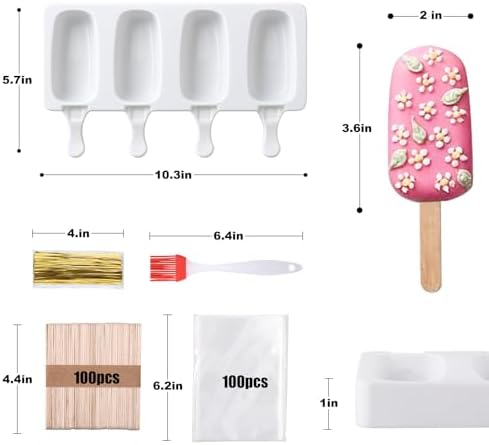 Juome Cake Pop Mold Kit, Large Cakesicle Molds Silicone with Sticks &