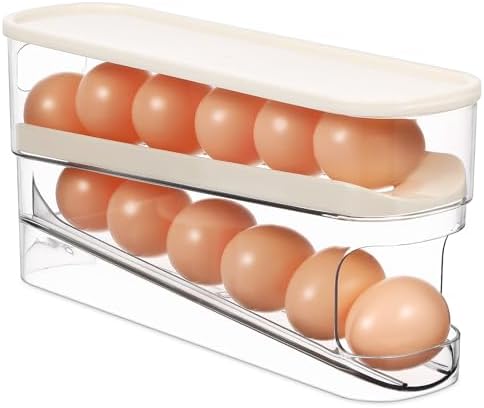 Egg Holder Sliding Rack Plastic Dual Layer Dispenser