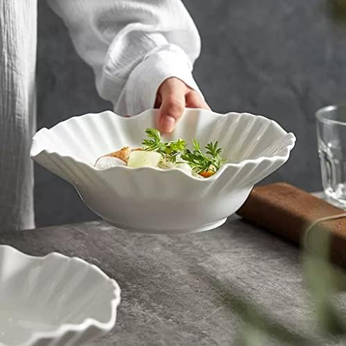Pasta Bowl Oblique Salad Bowl Ceramic Large Fruit Bowl White Soup