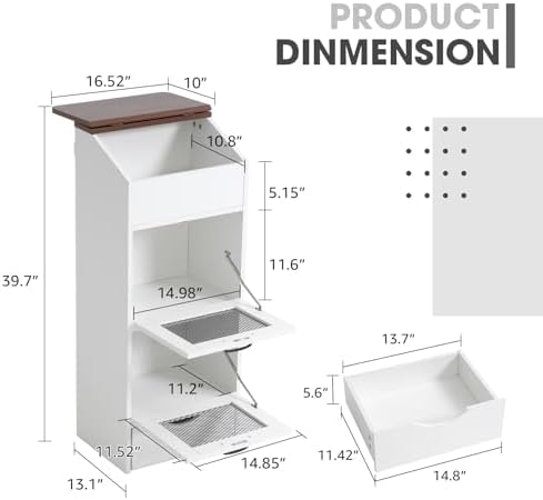 Patiorama Wood Potato and Onion Storage Bin Box, Bread Box, 2 Doors