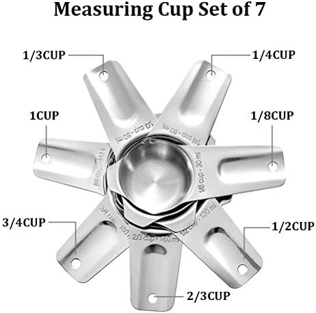 Measuring Cups Stainless Steel 7 Piece Stackable Set for Dry or Liquid