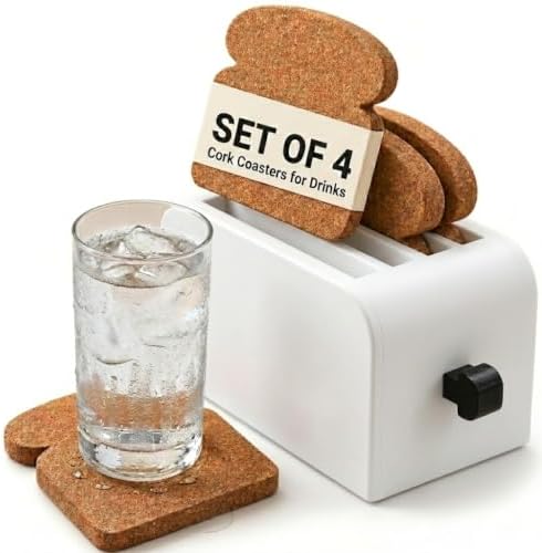 ELIKAI Cork Coasters Set of 4, Absorbent & Heat-Resistant Drink Holder