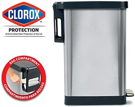 Glad Slim Trash Can, 12 Gallon, Stainless Steel