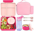 Kids Bento Lunch Box with 8oz Soup Thermo, Water Bottle, Leakproof