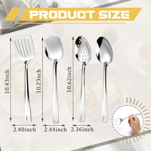 Zhehao 4 Pcs Stainless Steel Cooking Utensils Set Spatula Set, Silver