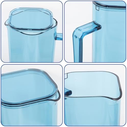 Acrylic Water Pitcher with Spout and Lid, 1200ml Beverage Jug