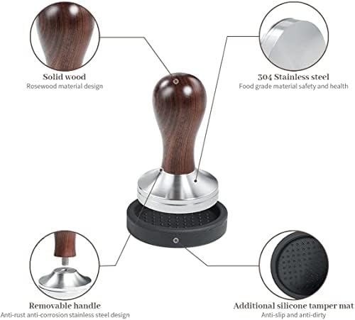 Coffee Tamper Espresso Press with Tamper Mat 304 Stainless Steel Flat