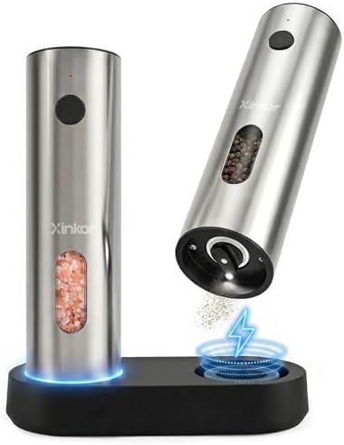 Rechargeable Electric Salt and Pepper Grinder Set with Charging Base