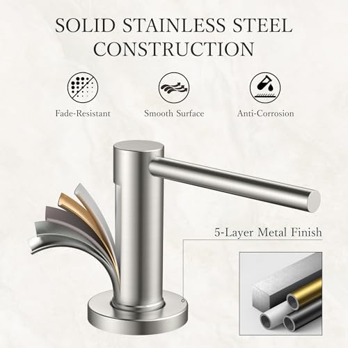 FORIOUS Soap Dispenser for Kitchen Sink, Brushed Nickel Stainless