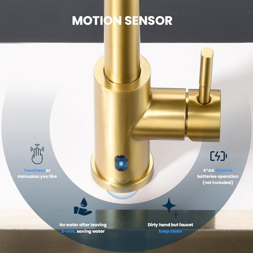 Touchless Kitchen Faucet with Pull-Down Sprayer, Brushed Gold