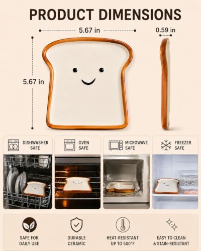 Cute Ceramic Spoon Rest for Stove Top, Toast Spoon Rest for Kitchen