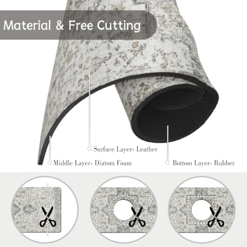 Boho Kitchen Sink Splash Guard Faucet Mat,Vintage Grey Modern