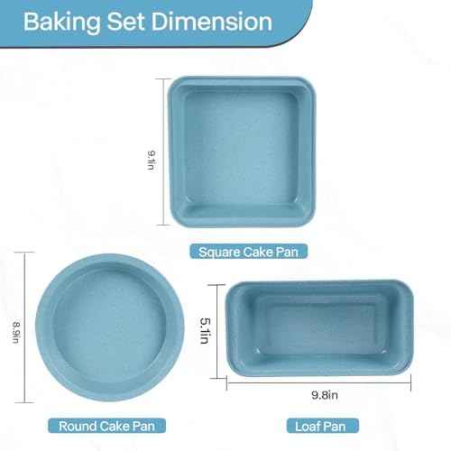Blue Baking Pans Set, 6-Piece Bakeware Sets Nonstick for Oven