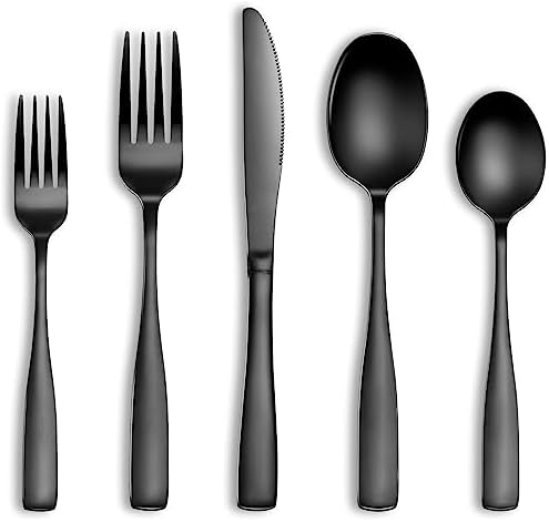 20 Pcs Black Silverware Set, Food-Grade Stainless Steel Flatware Set