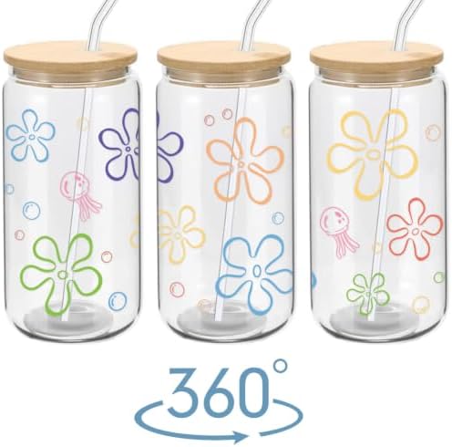 Mikopei beach gifts for women, Sea Glass Cup with Lid and Straw, 16 oz