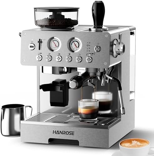 20 Bar Espresso Machine with Grinder, Stainless Steel