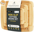3 packs Bamboo Cutting Board Set Non Slip Feet Over Sink For Kitchen