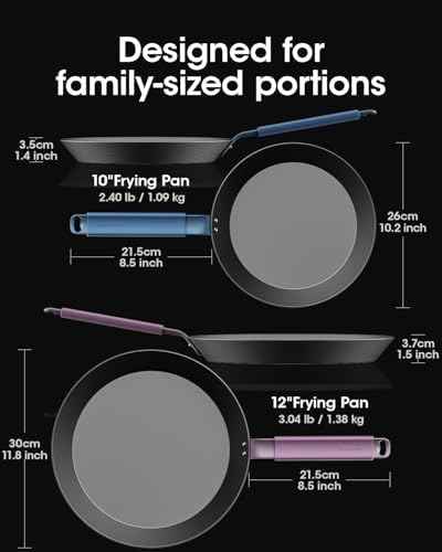 Carbon Steel Frying Pan Set, 10 & 12 Inch Nitrided Skillets