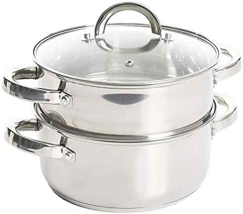 Oster Dutch Oven with Steamer Basket 3-Quart - Sangerfield Stainless Steel, Stovetop Steamer for Vegetables, Rice & Tamales, Dishwasher Safe