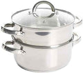 Oster Dutch Oven with Steamer Basket 3-Quart - Sangerfield Stainless Steel, Stovetop Steamer for Vegetables, Rice & Tamales, Dishwasher Safe