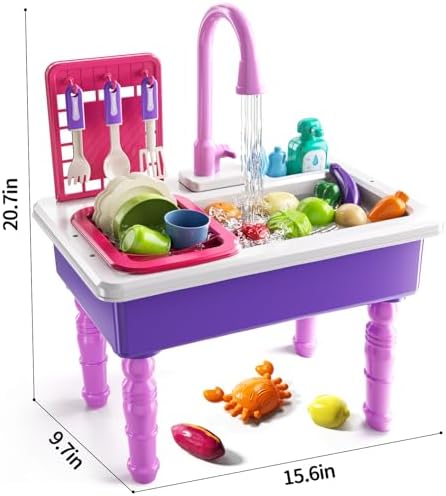 JUKUDAHU Kids' Play Sink with Running Water