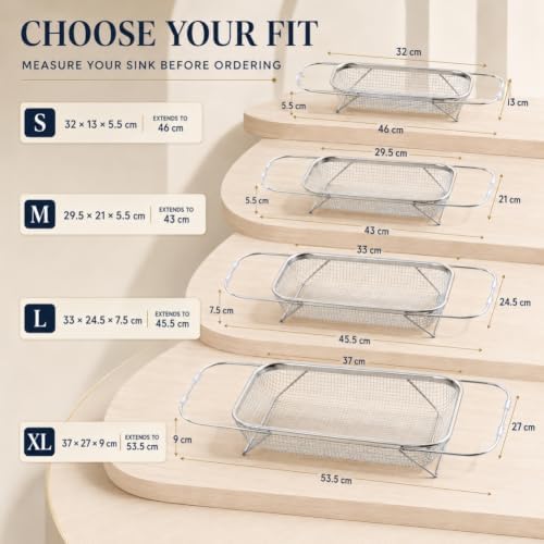 Stainless Steel Telescopic Drainer Basket with Adjustable Handles,S