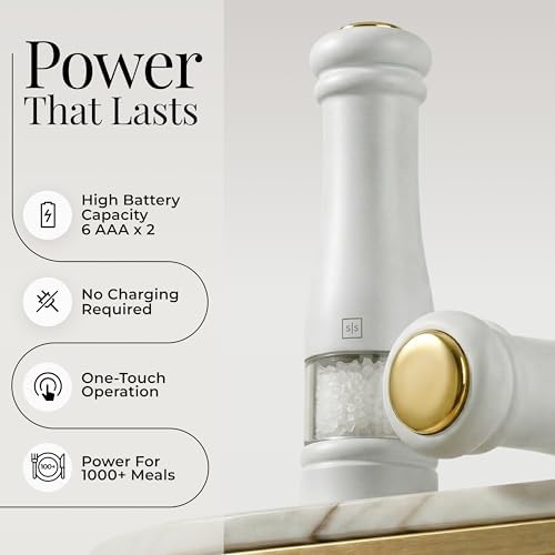 Styled Settings Electric Salt and Pepper Grinder Set, White