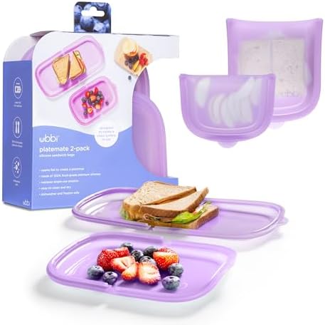 Ubbi Platemate Reusable Silicone Storage Bag, Smoothie Purple