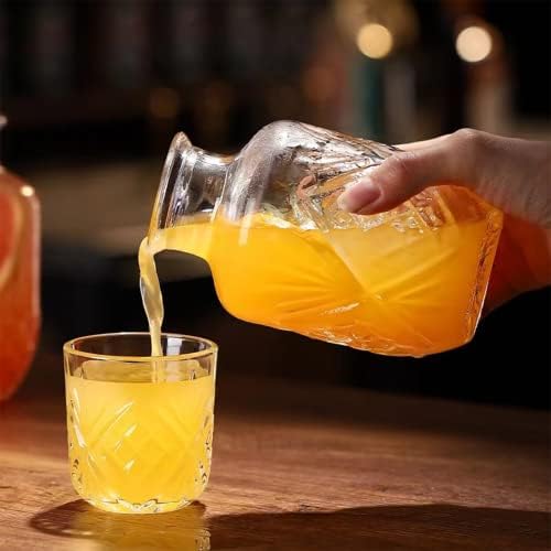 Bedside Water Carafe and Glass Set, Mfacoy 17 OZ Glasses Pitcher &