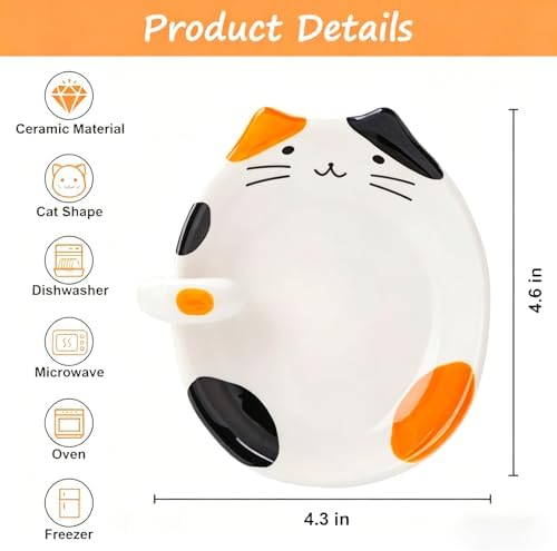 Cat Spoon Rest, Ceramic Cute Spoon Holder Rest for Stove Top, Cat