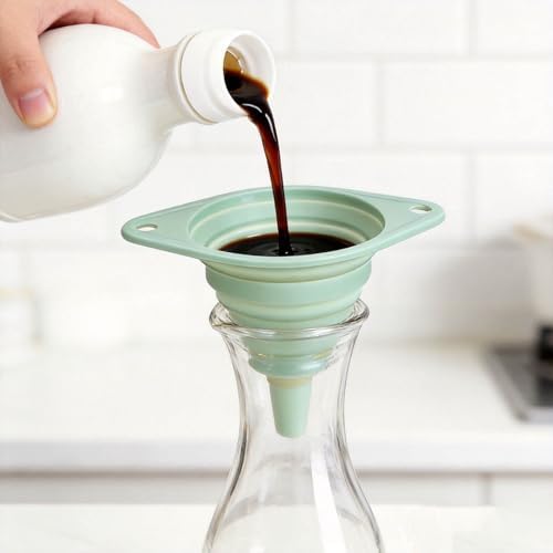 Kitchen Funnel Set,Food Grade Collapsible Silicone Funnels Gadgets