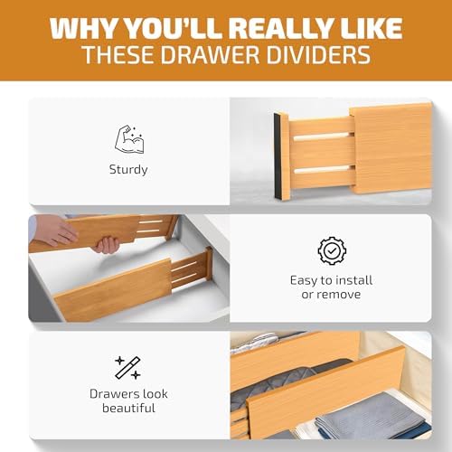 6-Pack Drawer Dividers 6-Inch High Dresser Drawer Organizer 11.5 to