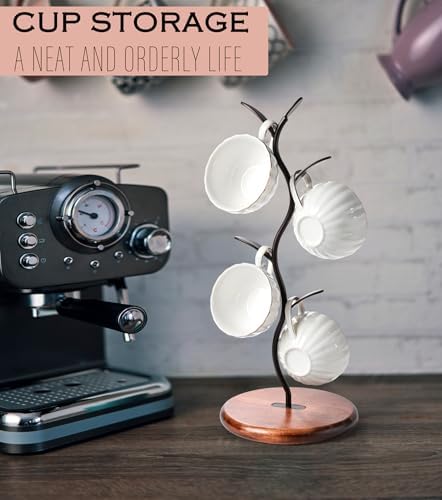 Coffee Mug Holder with 4 Hooks Cup Rack Stand for Countertop Mug Tree