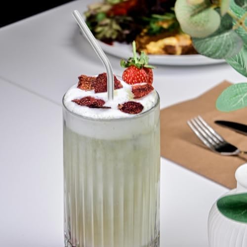 FRCOLOR Stainless Steel Reusable Drinking Straws Set with 3 Bent Wide