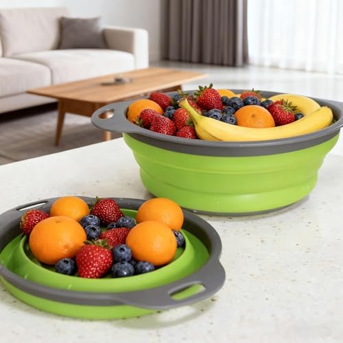 Three-Piece Collapsible Strainer - Made of Silicone with a Plastic