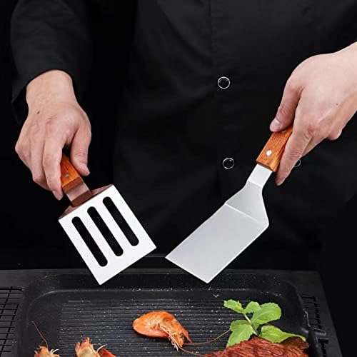 KLAQQED 2 PCS Metal Spatula for Cast Iron Skillet, Stainless Steel