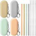 Meanplan 4 Sets Reusable Travel Straws, Silicone Travel Straws for