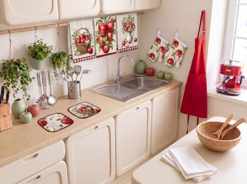 10Pcs Fall Apple-Pattern Kitchen Decor Set, Farmhouse Decorations for