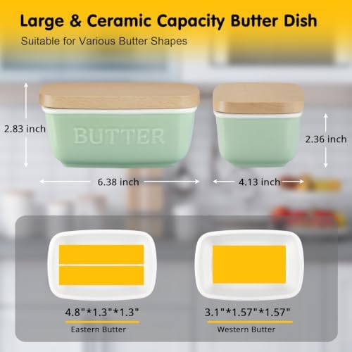 ALELION Ceramic Butter Dish with Lid for Countertop, Butter Keeper for