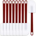 Dandat 9 Pcs Silicone Rubber Spatula, Deep Red and White, 10 Inch