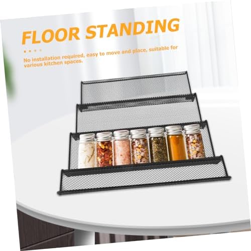 Metal Drawer Spice Rack Organizer Insert for Jars, Black