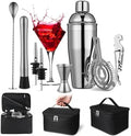 9 Pcs Travel Bartending Kit 25oz Cocktail Shaker Set with Bag