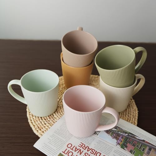 Ceramic Coffee Mugs 13 oz, Set of 6 Coffee Cups with Handle